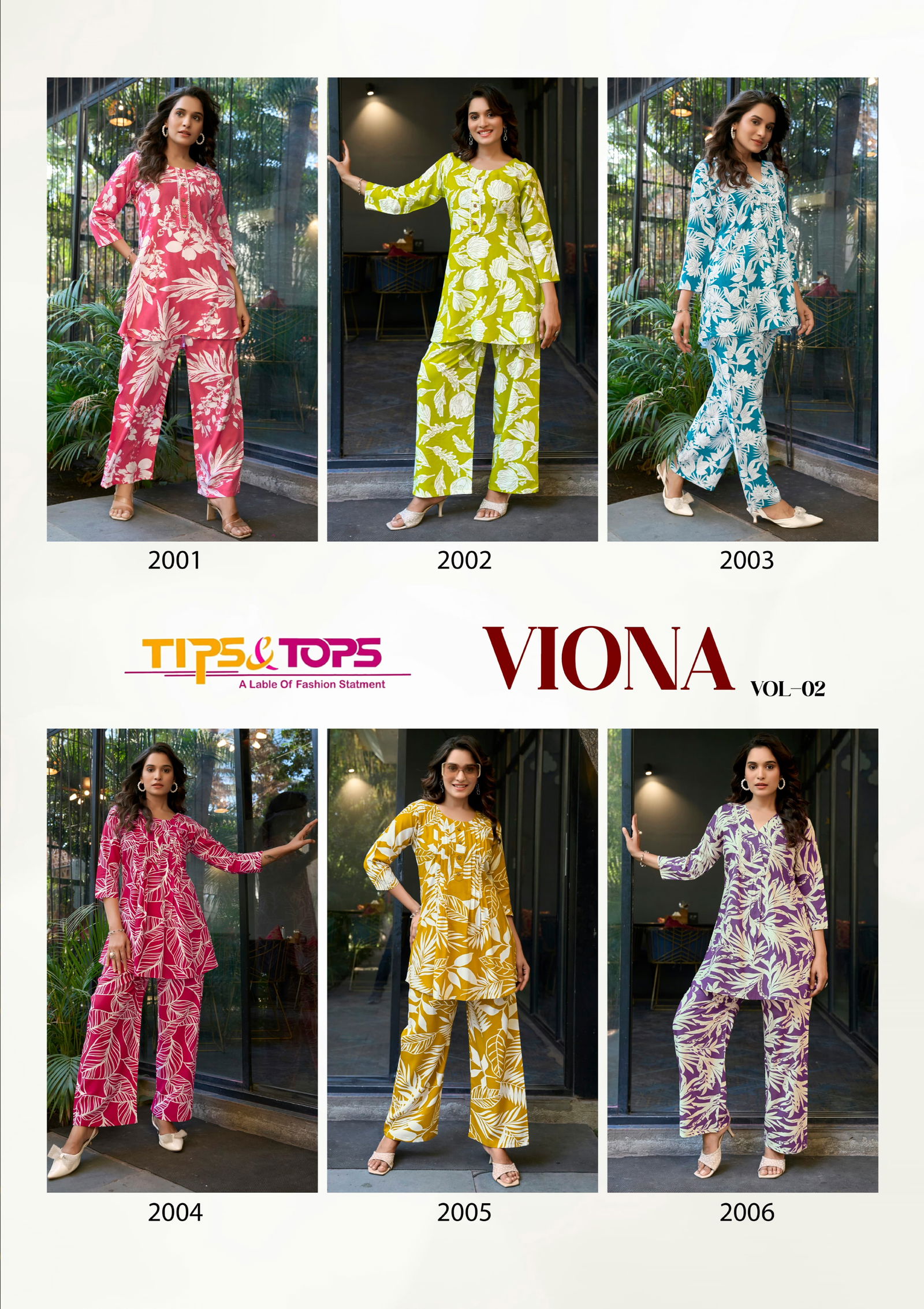 Viona Vol 2 By Tips And Tops Rayon Printed Cord Set Wholesale Price
